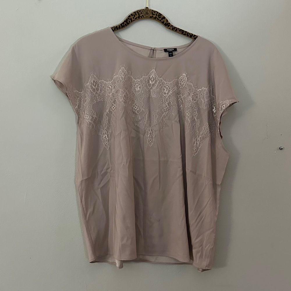 Express Blush Lace Accent Blouse